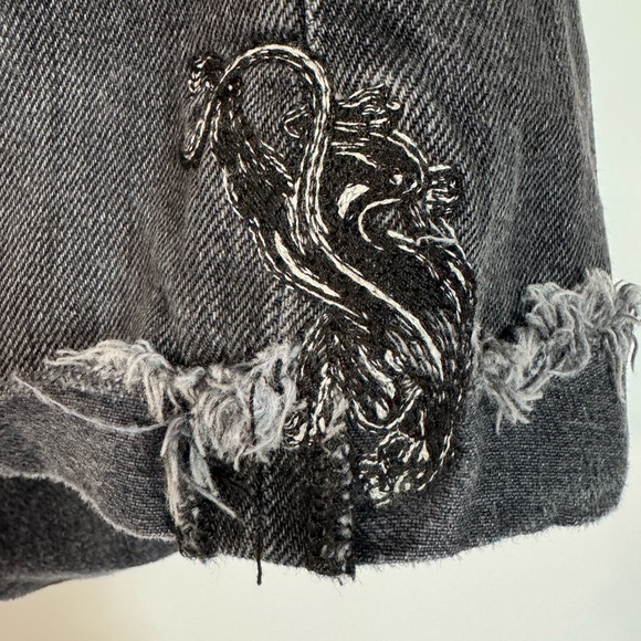 Free People x Sandrine Rose High Waist Flamingo Pocket Raw Hem Shorts Size 27 - Picture 8 of 13